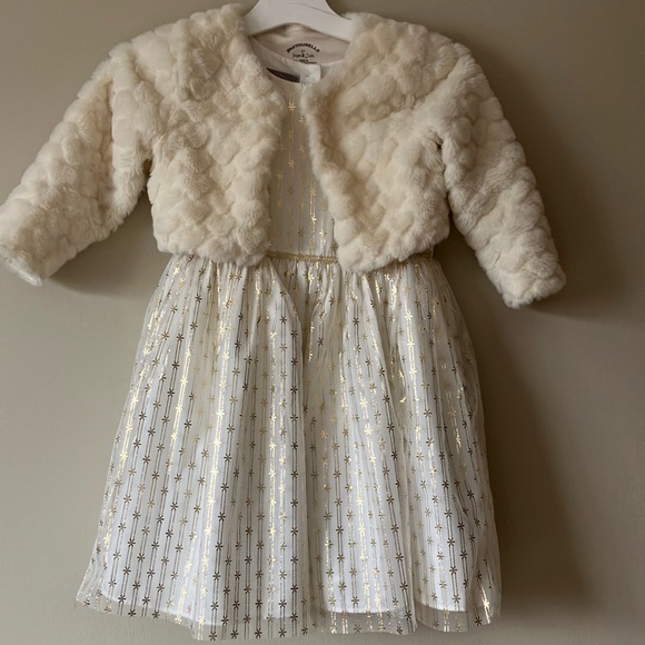 Pastourelle Other - Gold foil dress with fur bolero